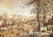 BRUEGHEL, Pieter the Younger Winter Landscape with a Bird-trap Sweden oil painting artist
